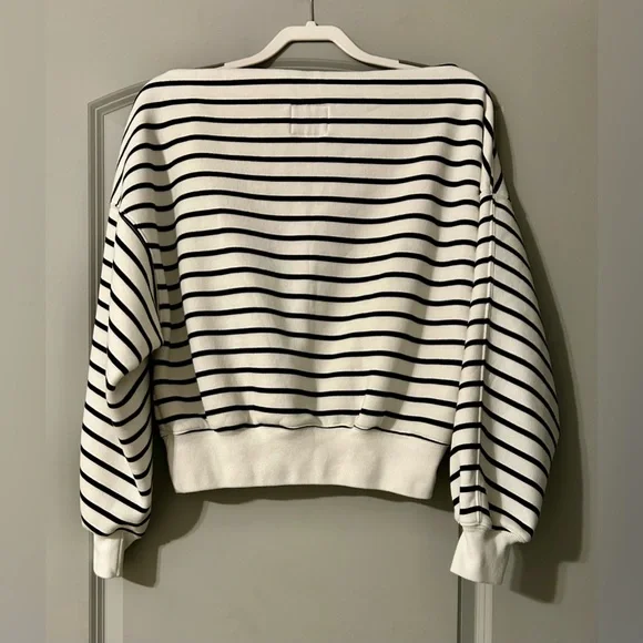 Abercrombie & Fitch Black and White Striped Soft Boatneck Top - Picture 3 of 3